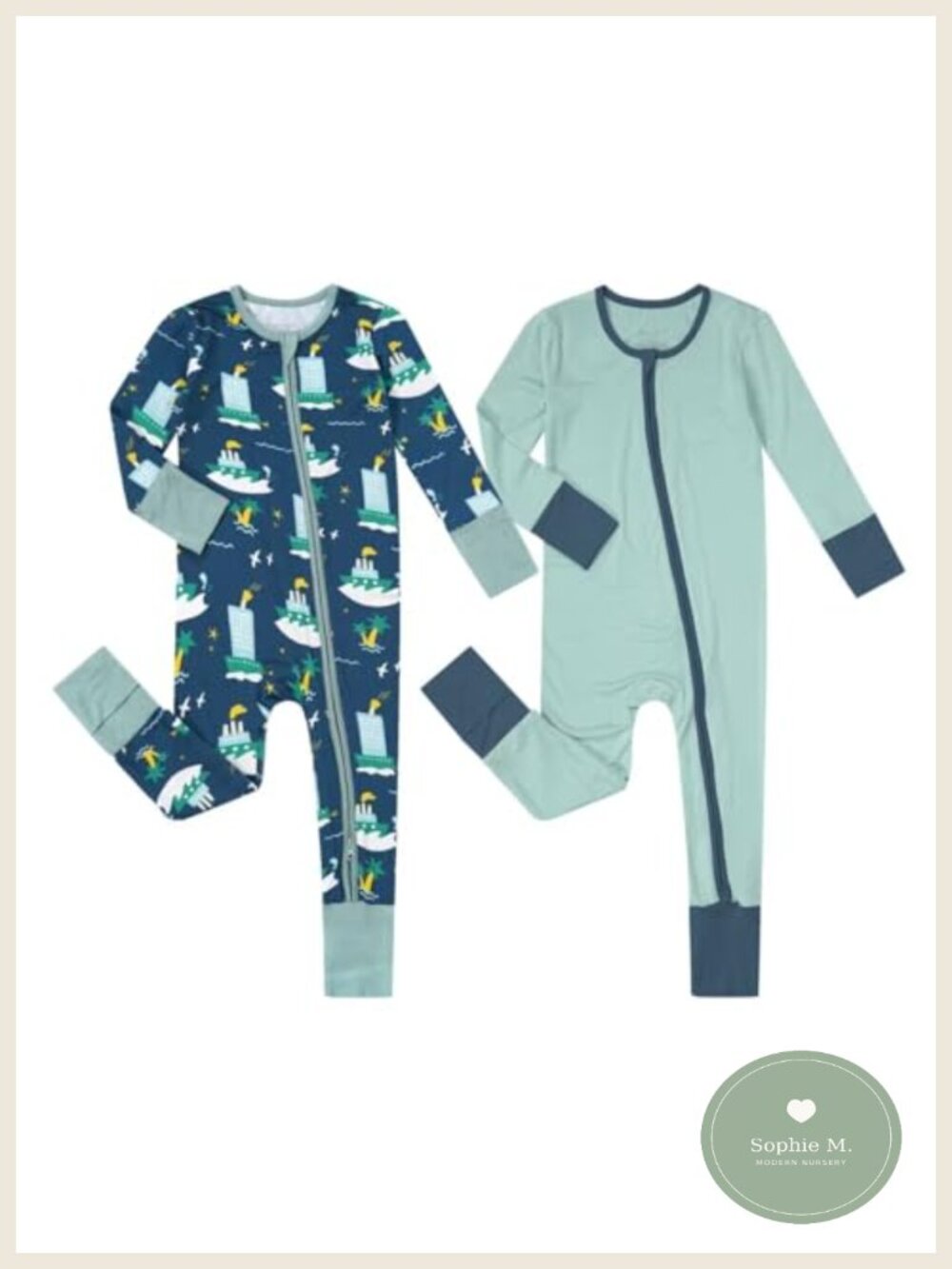 Unisex Baby 2 Pack Bamboo Viscose Pajamas with Mittens and Feet Cuffs